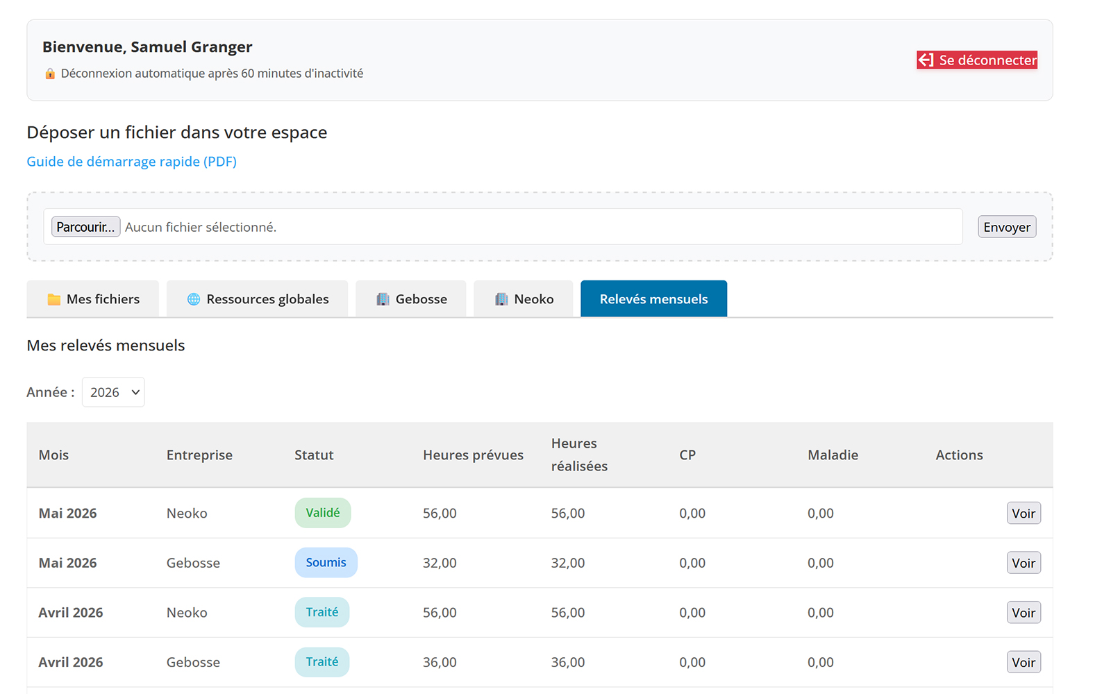 Écran de validation côté client — activities