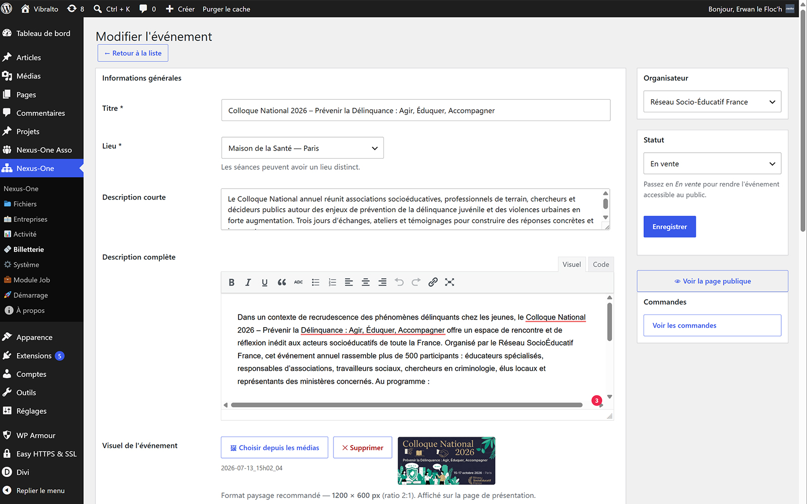 Gestion d'un événement — events