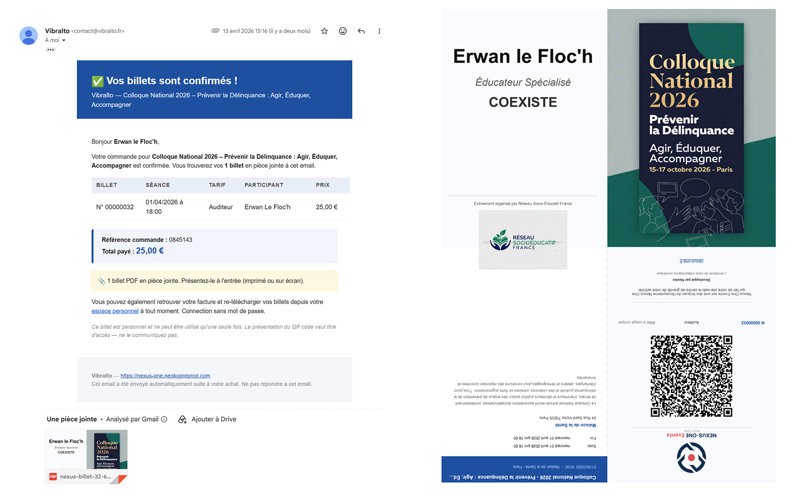 Billet PDF avec QR code — events