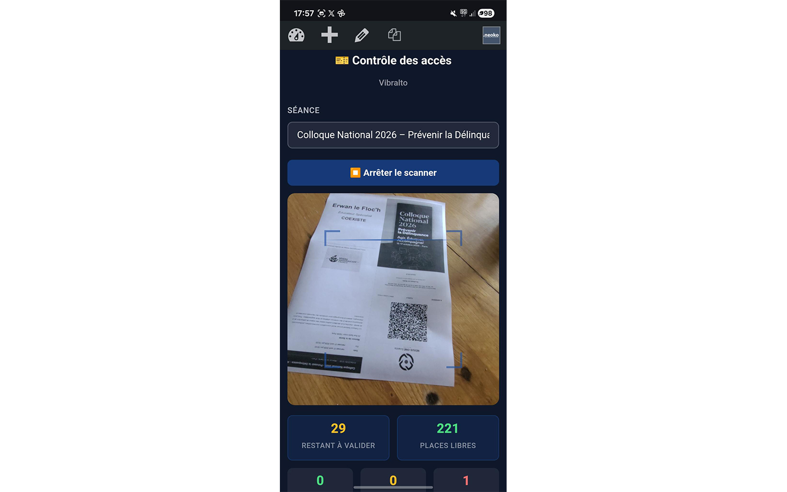 Scanner QR code mobile — events