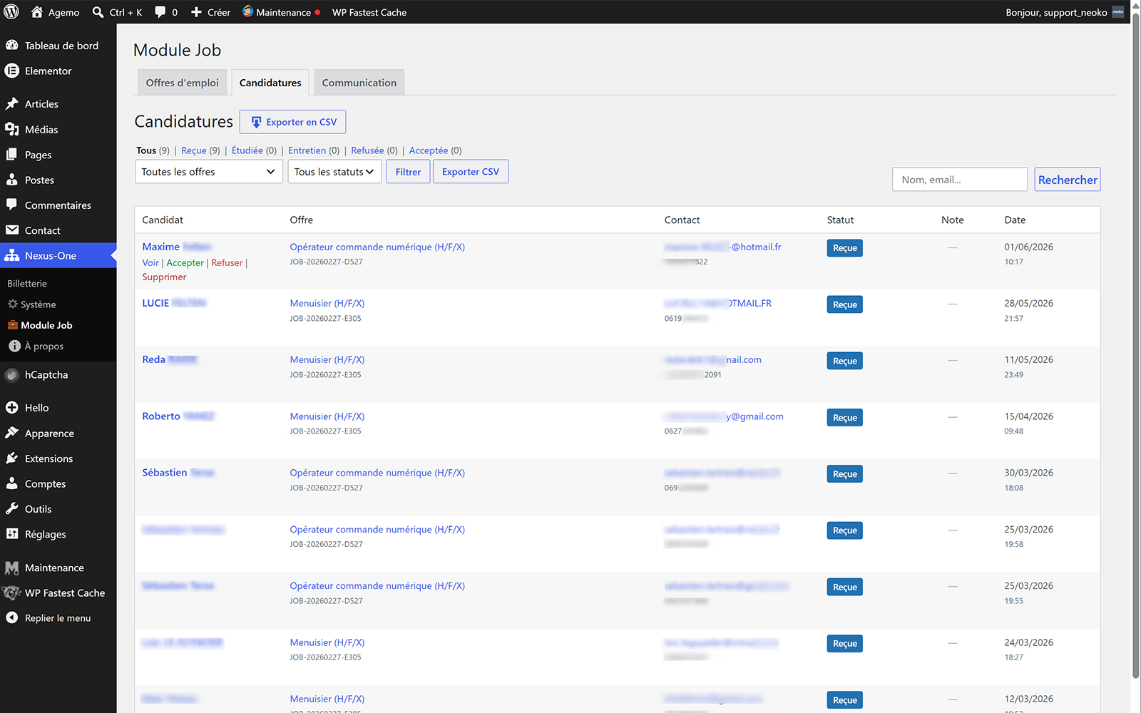 Suivi des candidatures — job