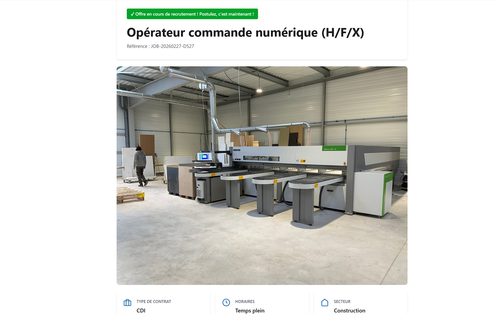 Offre publiée sur votre propre site — job