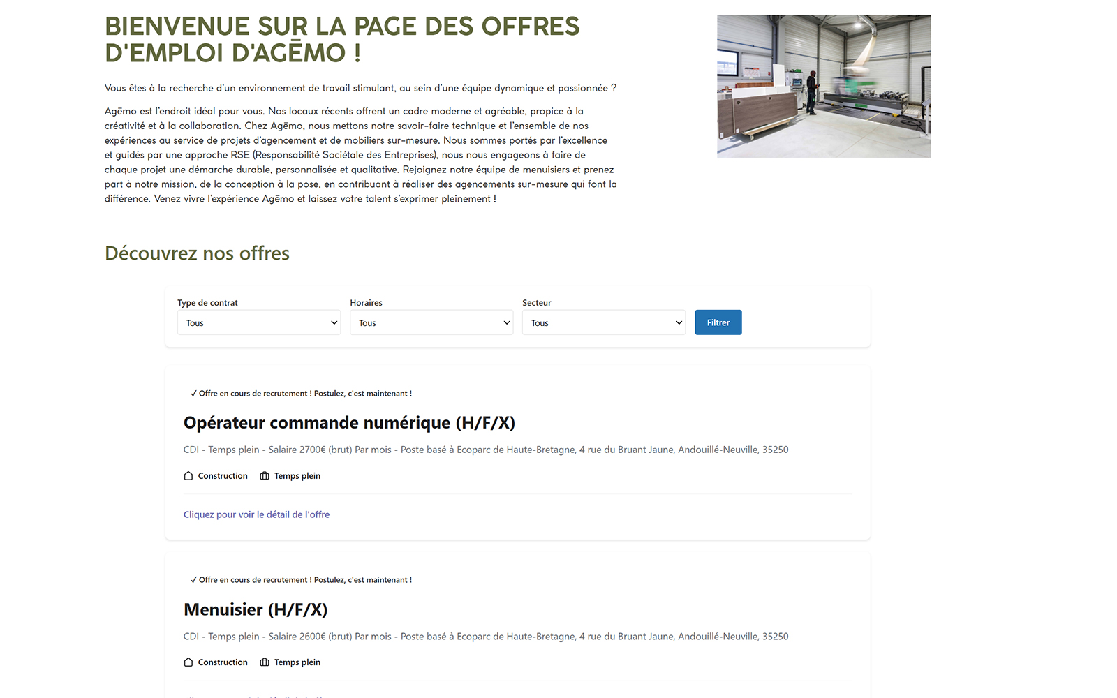 Offres publiées sur votre propre site — job